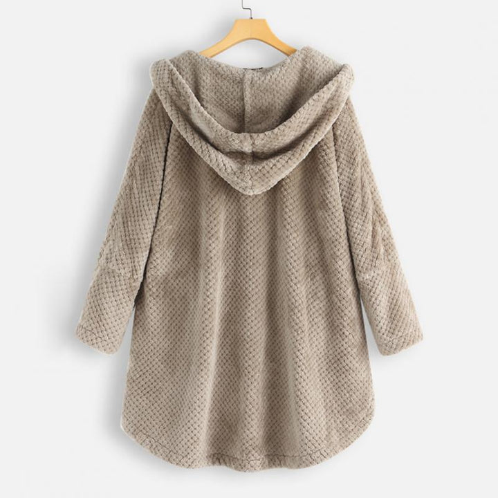 Trendy Fleece'owy Kurtka z Kapturem - FleeceLux-Biały-S-Trend Polska