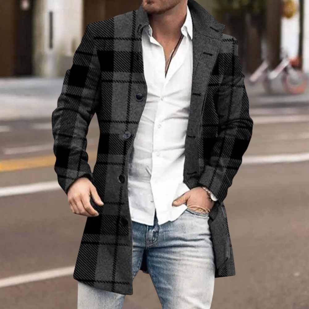 Trendy klasyczny płaszcz męski - Matthis-Czarny-S-Trend Polska