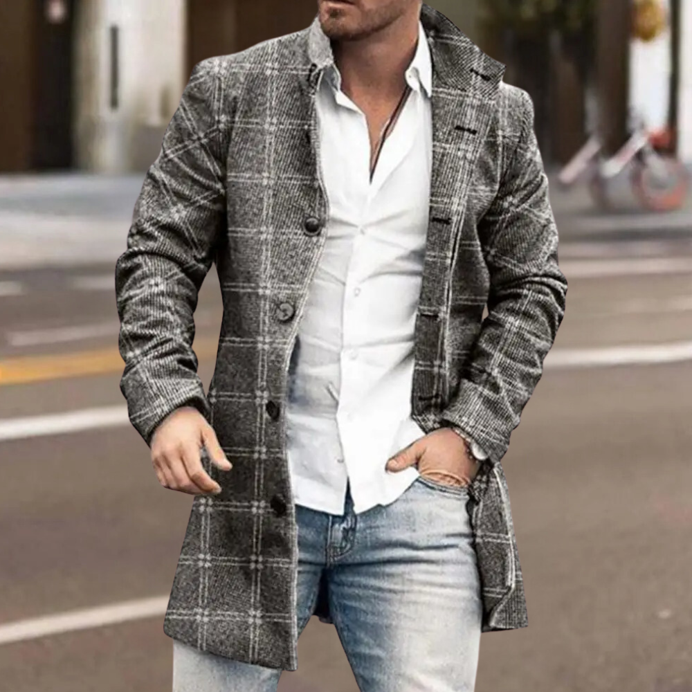 Trendy klasyczny płaszcz męski - Matthis-Jasnoszary-S-Trend Polska