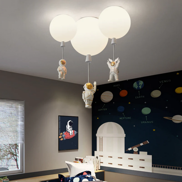 Trendy Księżyc/Astronauta Lampa sufitowa LED do pokoju dziecięcego - CosmoGlow-szary-A-25 cm-Trend Polska