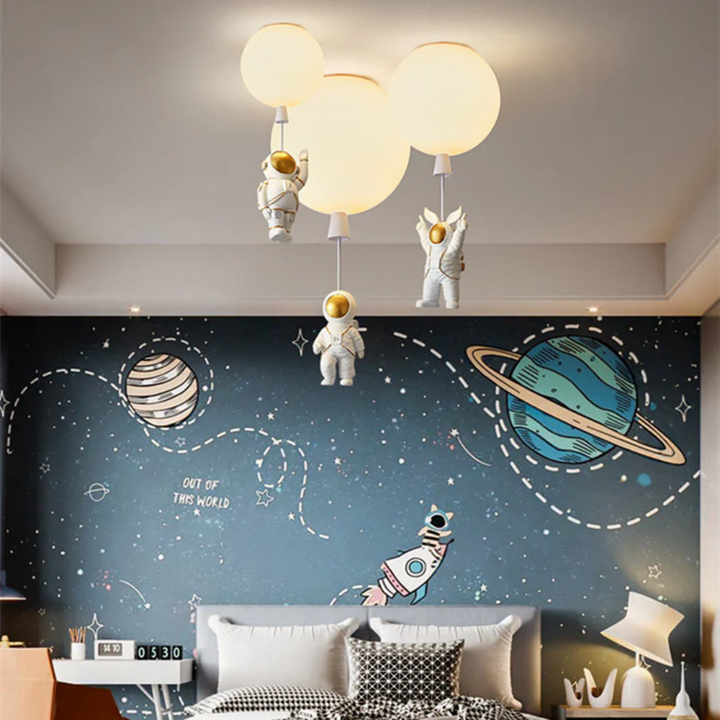 Trendy Księżyc/Astronauta Lampa sufitowa LED do pokoju dziecięcego - CosmoGlow-szary-A-25 cm-Trend Polska