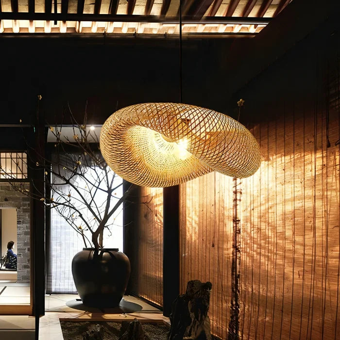 Trendy lampa wisząca z rattanu - NaturGlow-A-40 cm-Trend Polska
