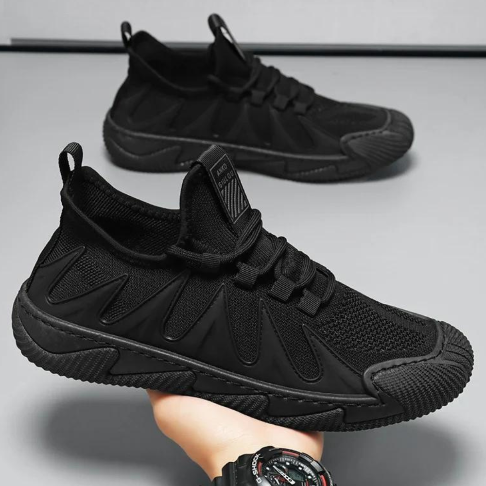 Trendy lekkie i oddychające męskie sneakersy - Nero-Czarny-39-Trend Polska