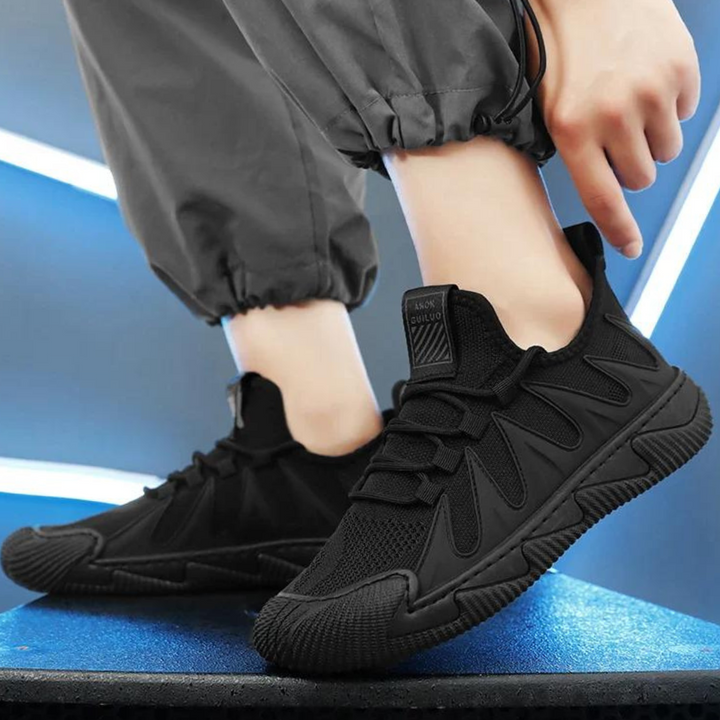 Trendy lekkie i oddychające męskie sneakersy - Nero-Czarny-39-Trend Polska