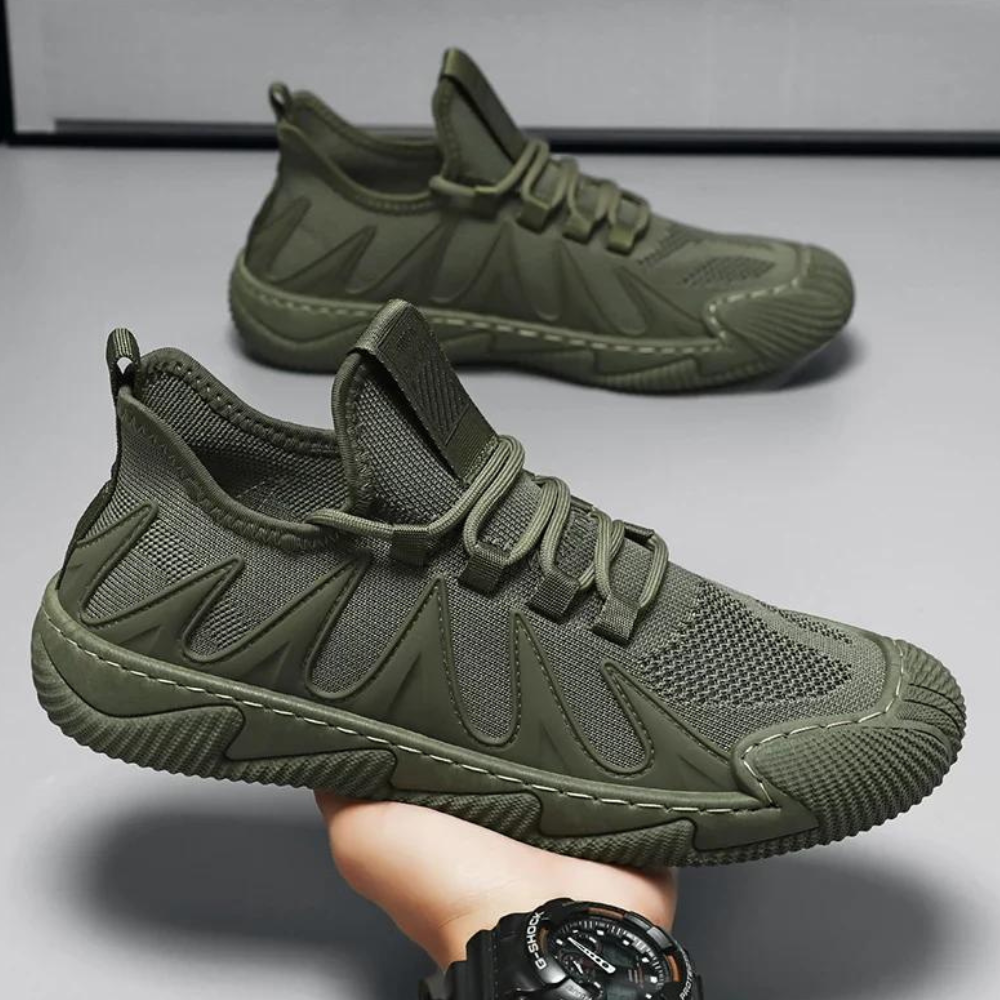 Trendy lekkie i oddychające męskie sneakersy - Nero-Zielony-39-Trend Polska