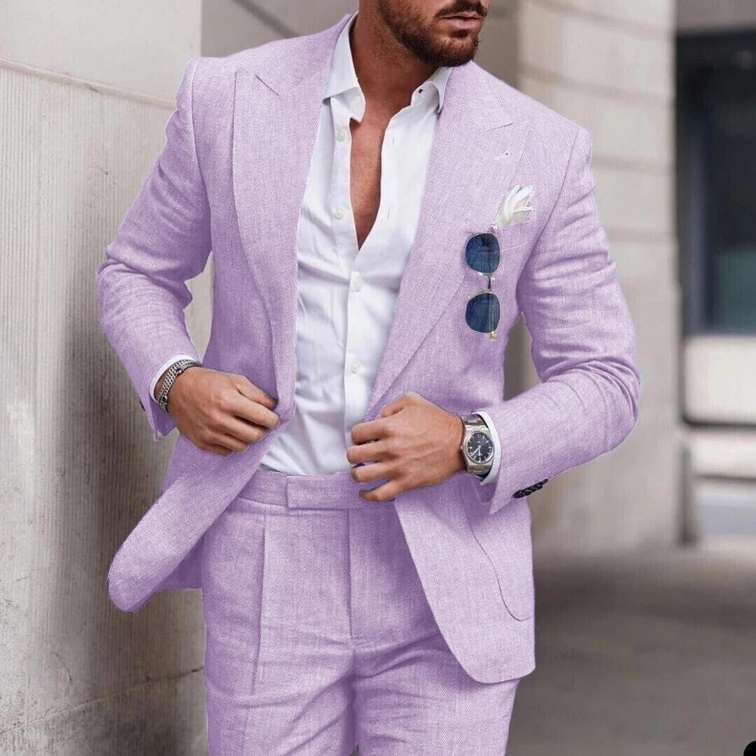Trendy lniane 2-częściowe garnitur plażowy dla mężczyzn - Caden-Lila-S-Trend Polska