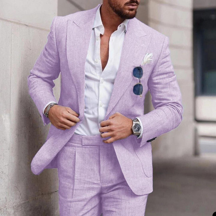 Trendy lniane 2-częściowe garnitur plażowy dla mężczyzn - Caden-Lila-S-Trend Polska
