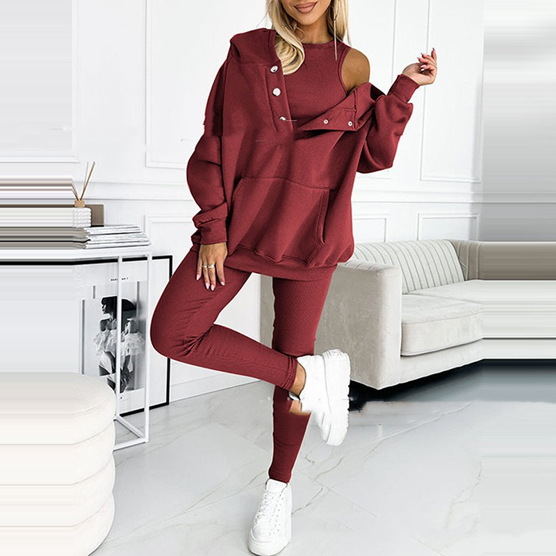 Trendy Lounge Set 3-częściowy - Elena-Bordeaux czerwony-S-Trend Polska