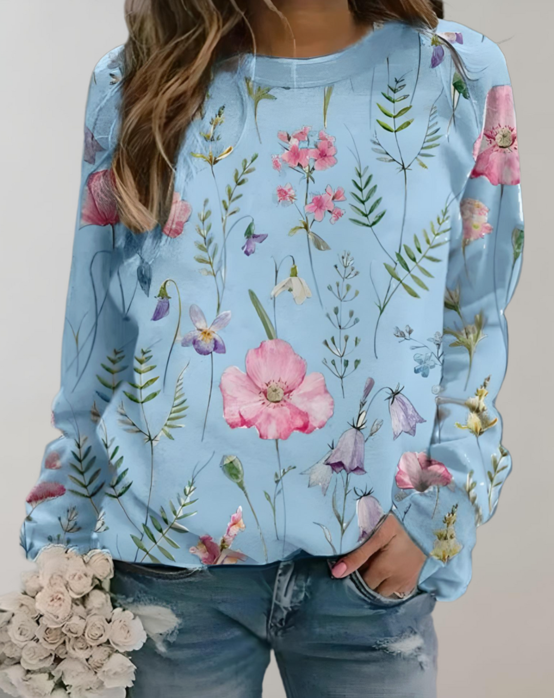Trendy Luksusowy Sweter Damski - Isabella-S-Niebieski-Trend Polska