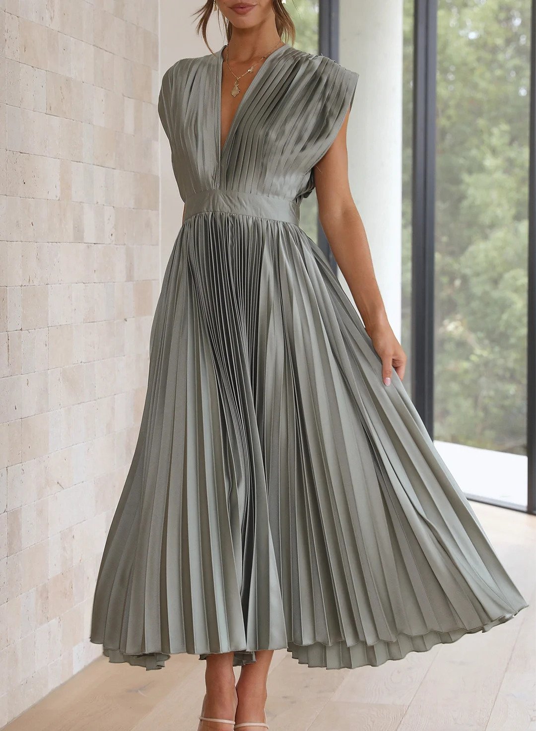 Trendy Maxi Sukienka - Elara-Oliwka-XS-Trend Polska