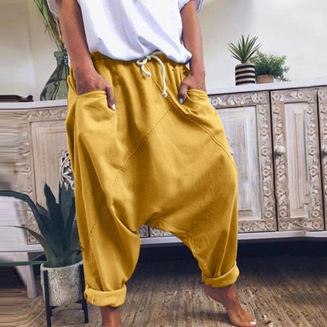 Trendy Męskie Spodnie Boho Harem - Luca-Żółty-S-Trend Polska