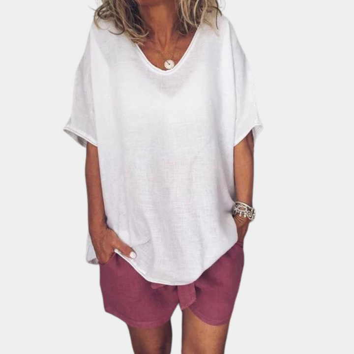 Trendy Oversized Damska Koszulka – Malou-Biały-S-Trend Polska
