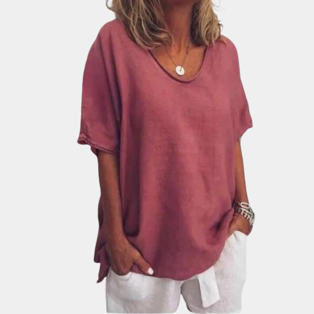 Trendy Oversized Damska Koszulka – Malou-Czerwony-S-Trend Polska