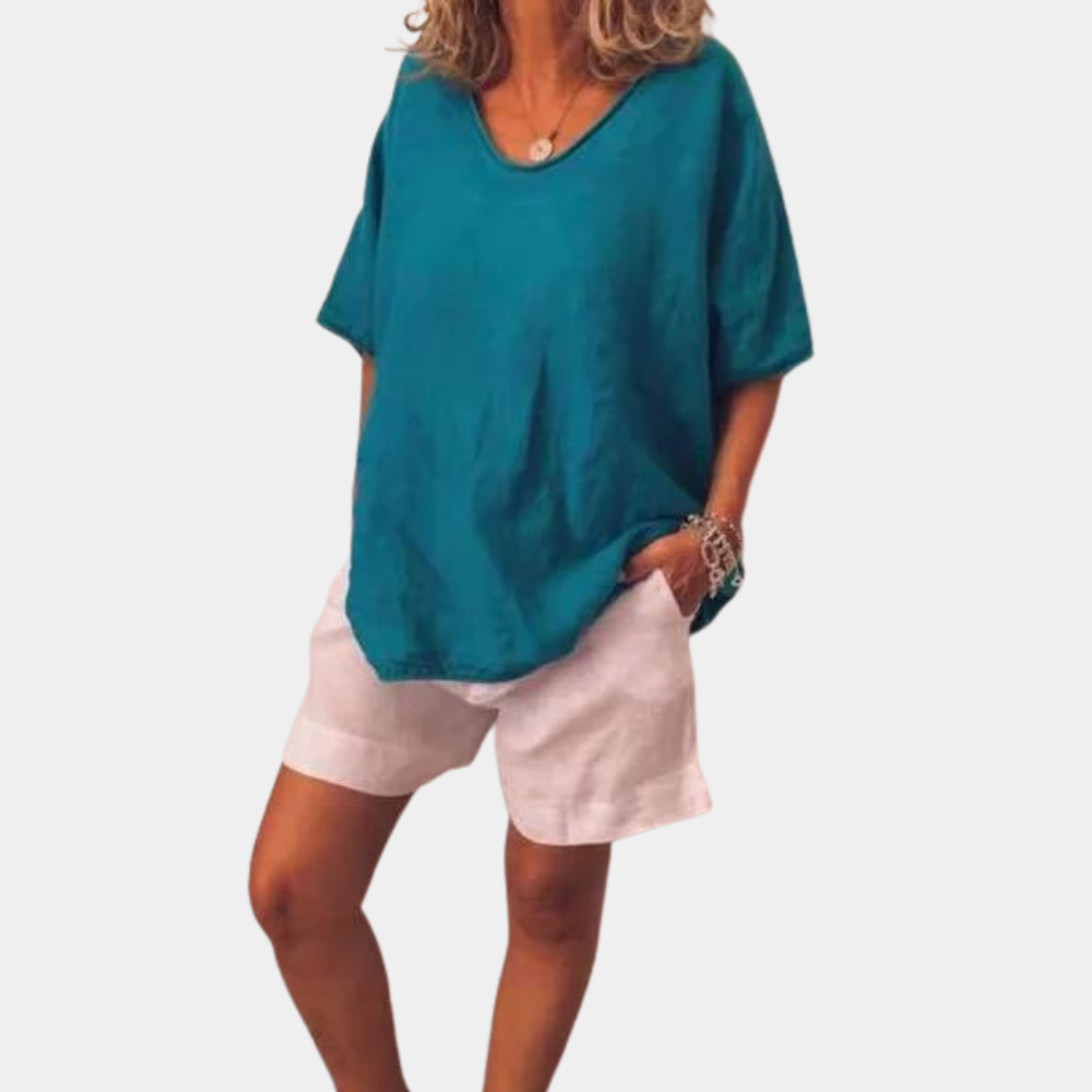 Trendy Oversized Damska Koszulka – Malou-Niebieski-S-Trend Polska
