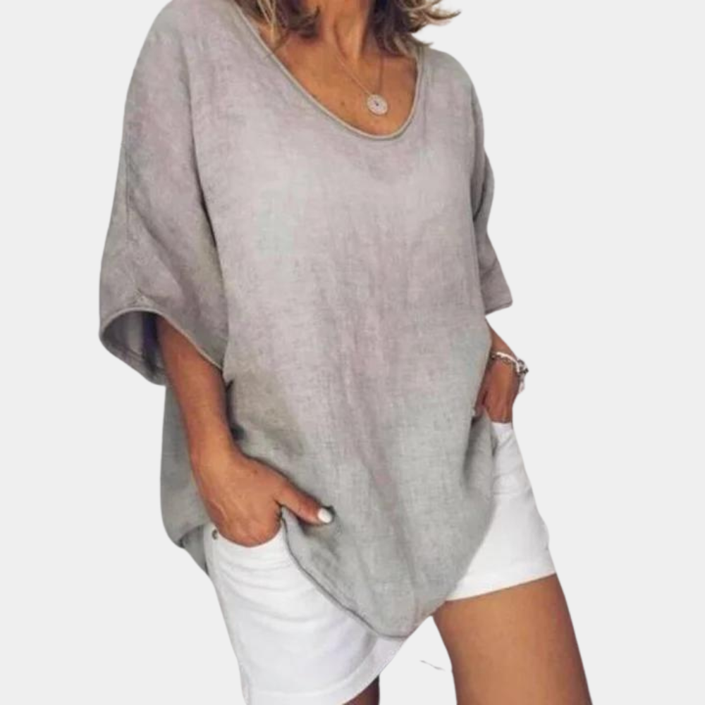 Trendy Oversized Damska Koszulka – Malou-Szary-S-Trend Polska