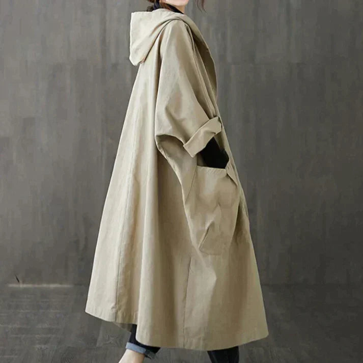 Trendy Oversized Płaszcz Trench Damski - Maren-Khaki-Trend Polska