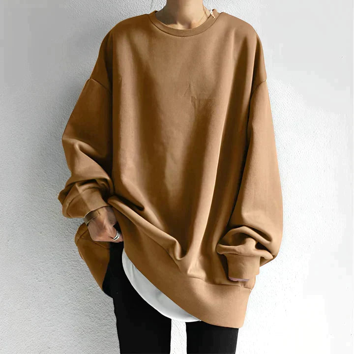 Trendy Oversized Sweter dla kobiet - Alina-Brązowy-S-Trend Polska