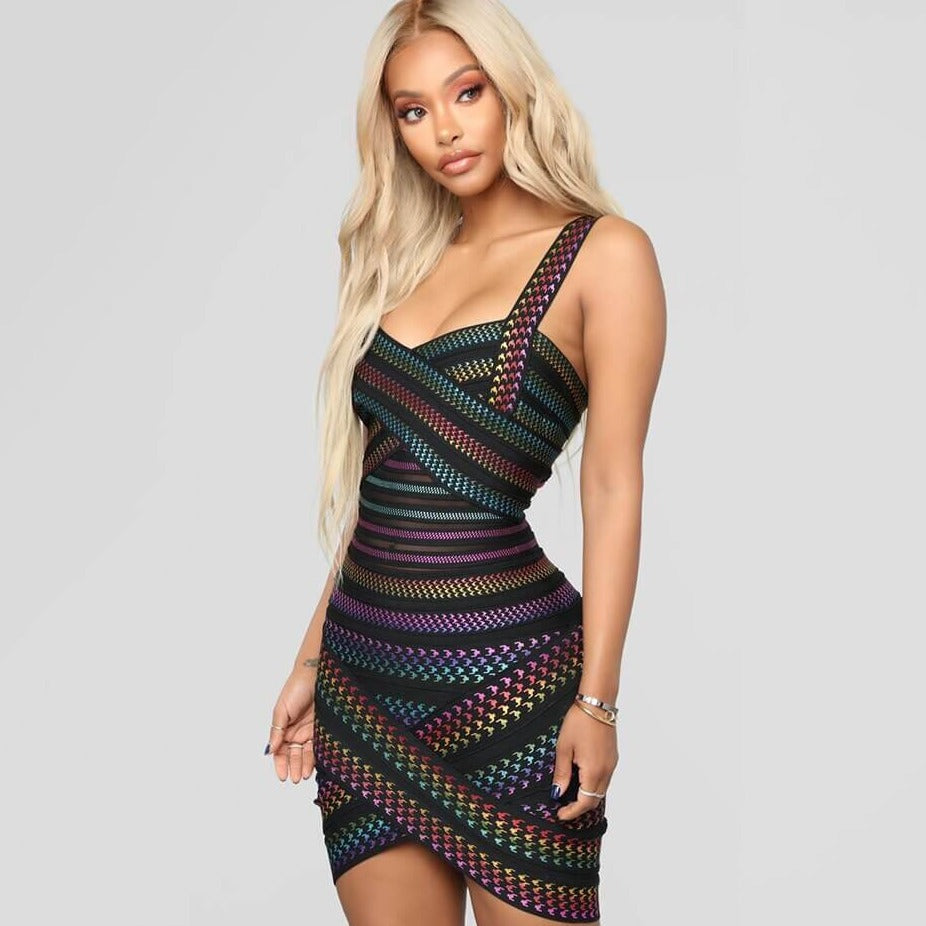 Trendy, paskowane bodycon mini sukienka dla kobiet – Liana-S-Trend Polska