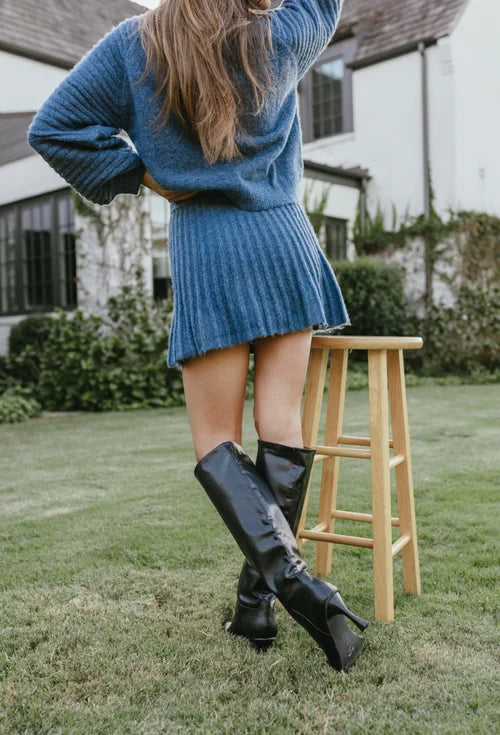 Trendy plisowana bluzka i zestaw spódnic - Isabella-ciemnoniebieski-XS-Trend Polska