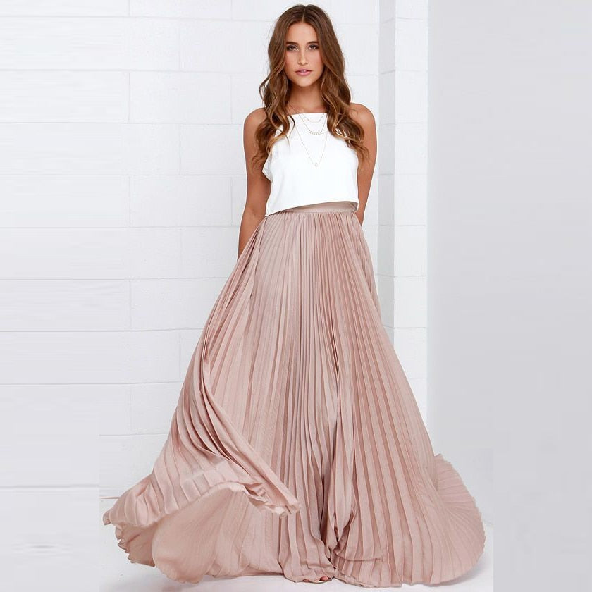 Trendy plisowana spódnica maxi z wysokim stanem – Mirella-S-Trend Polska