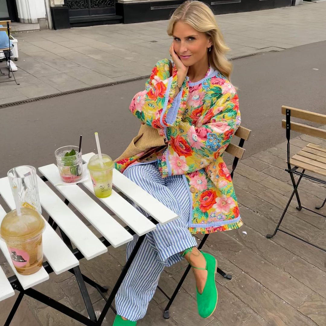 Trendy Print Żakiet Damski - Eva-Kwiaty-XS-Trend Polska