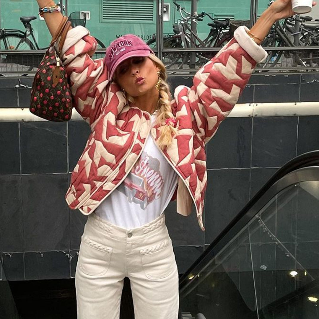Trendy Print Żakiet Damski - Eva-Kwiaty-XS-Trend Polska