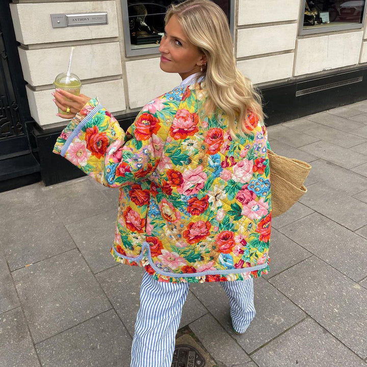 Trendy Print Żakiet Damski - Eva-Kwiaty-XS-Trend Polska