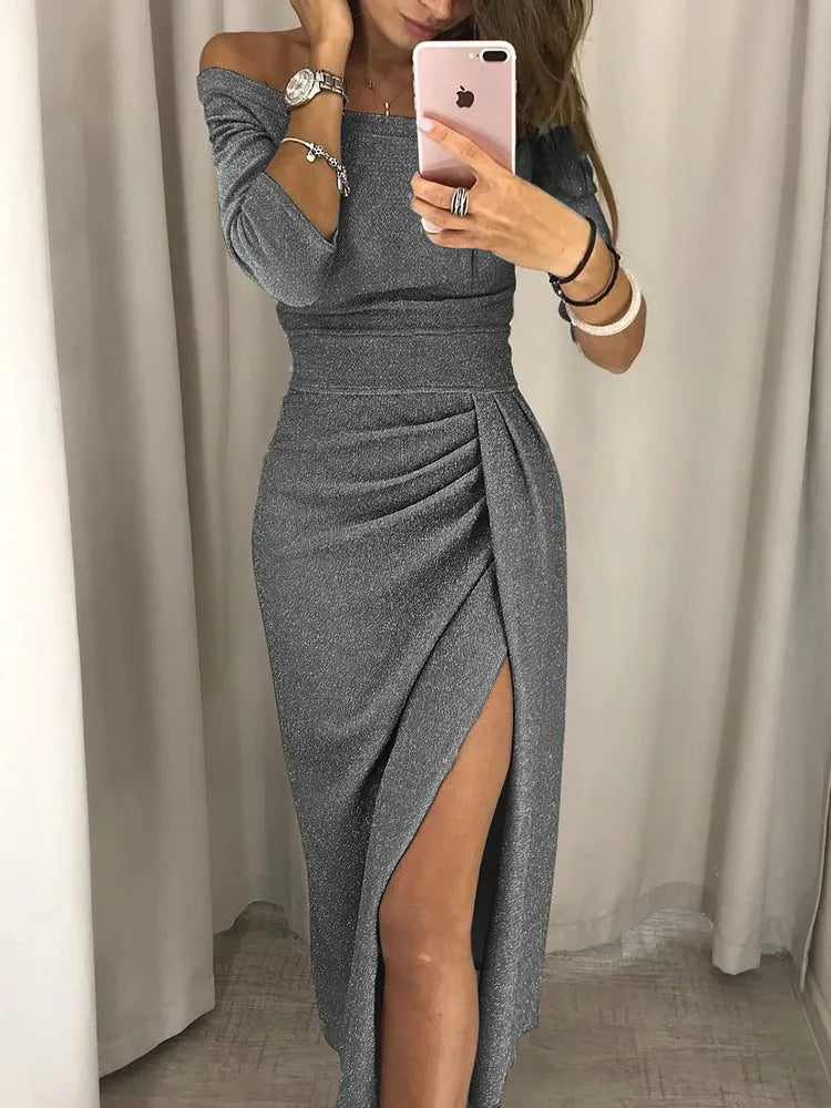 Trendy sukienka na ramiączkach - Livia-Szary-S-Trend Polska