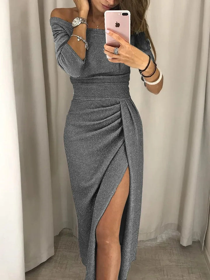 Trendy sukienka na ramiączkach - Livia-Szary-S-Trend Polska