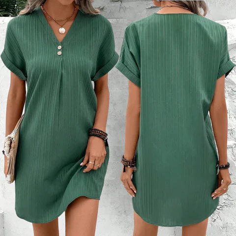 Trendy Sukienka z dekoltem w serek - BreezeElegance-Czarny-S-Trend Polska