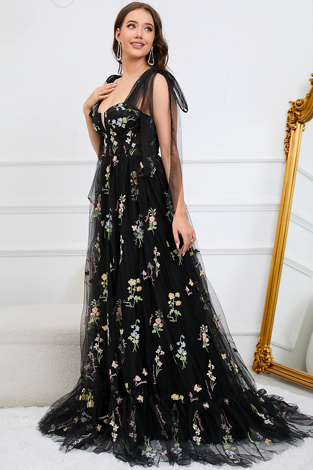 Trendy Tule A-Lijn Sukienka Wieczorowa - Isabella-Czarny-EU32-Trend Polska