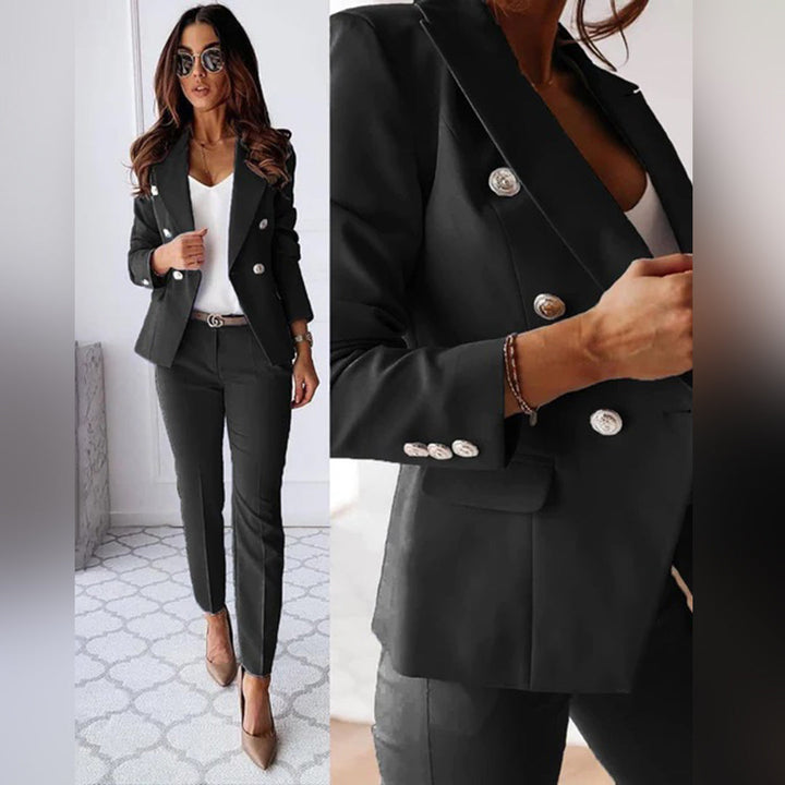 Trendy Żakiet i Spodnie Zestaw - Isabella-Czarny-S-Trend Polska