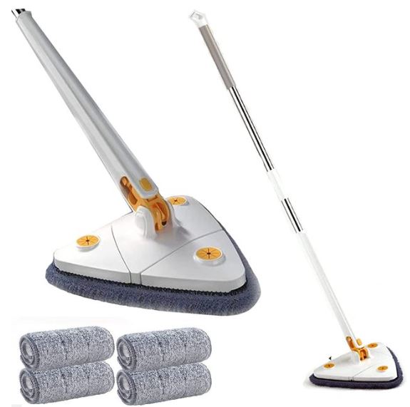Trójkątna mopa do podłóg - CleanReach-Biały + Bezpłatnie 4 ściereczki z mikrofibry-Trend Polska