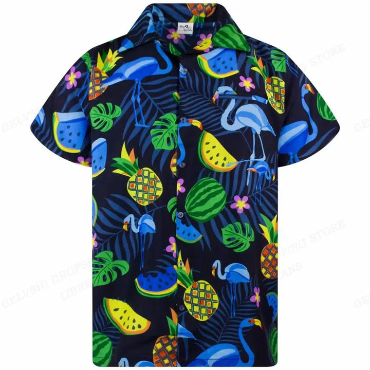 Tropikalna 3D Flamingo Koszula – Kai-E-S-Trend Polska