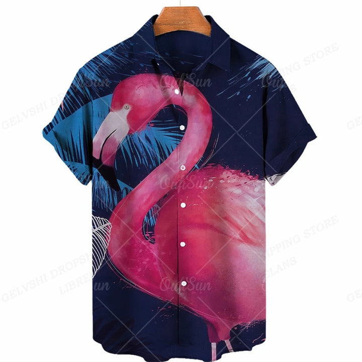 Tropikalna 3D Flamingo Koszula – Kai-I-S-Trend Polska