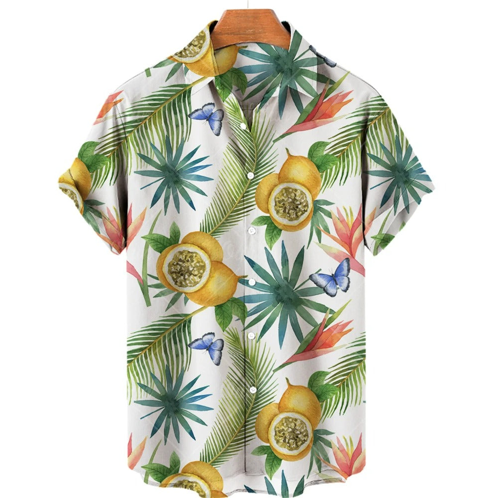 Tropikalna koszula Hawaii z krótkim rękawem – Mateo-Białe Marakuja-S-Trend Polska