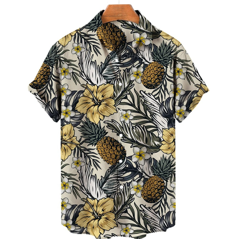 Tropikalna koszula Hawaii z krótkim rękawem – Mateo-Biały Ananas-S-Trend Polska