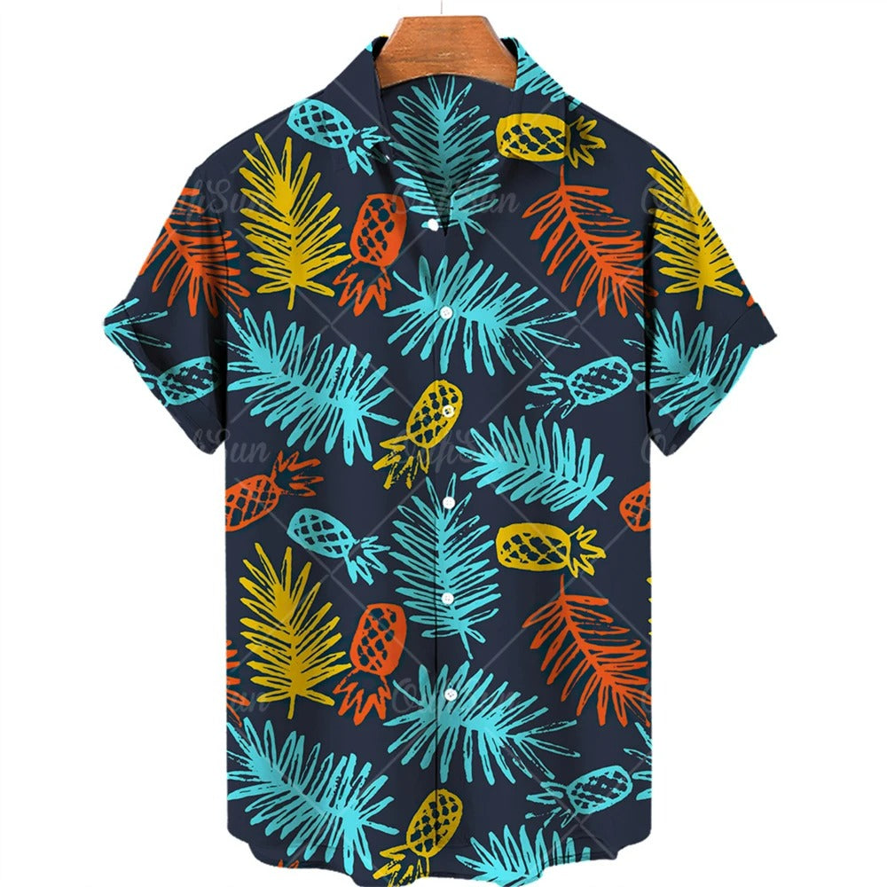 Tropikalna koszula Hawaii z krótkim rękawem – Mateo-Ciemnoniebieski Ananas-S-Trend Polska