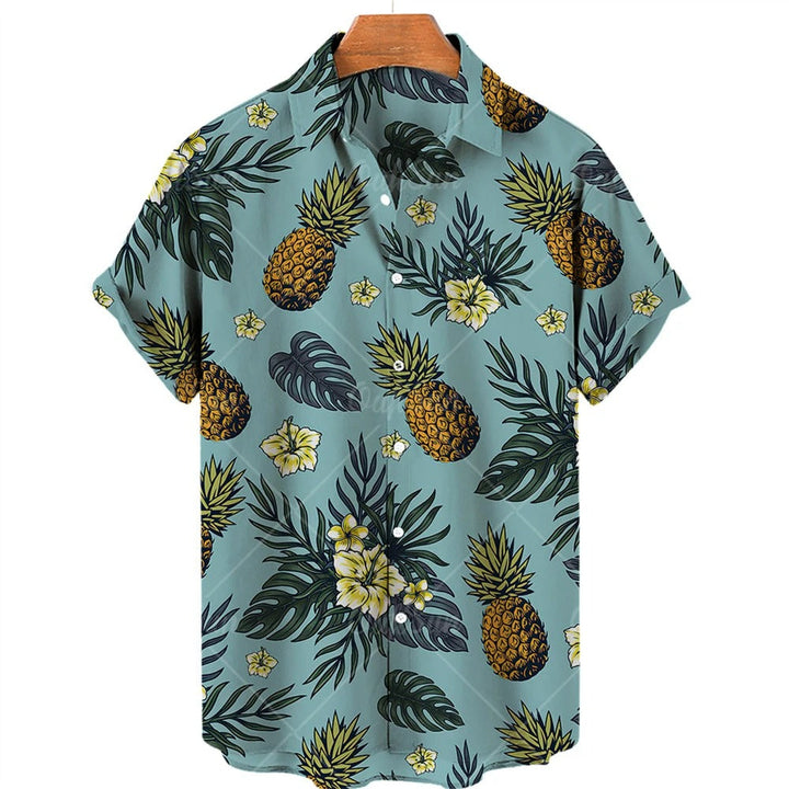 Tropikalna koszula Hawaii z krótkim rękawem – Mateo-Jasnoniebieski Ananas-S-Trend Polska