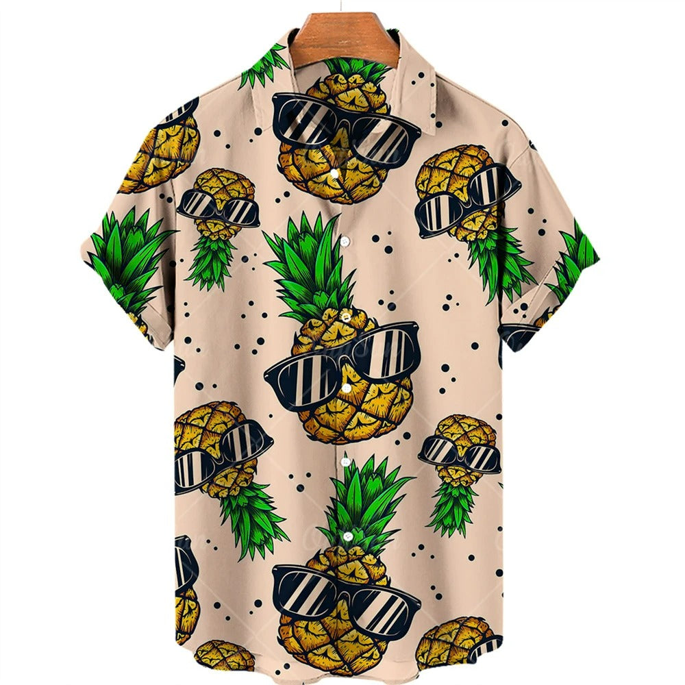 Tropikalna koszula Hawaii z krótkim rękawem – Mateo-Jasnoróżowy Ananas-S-Trend Polska