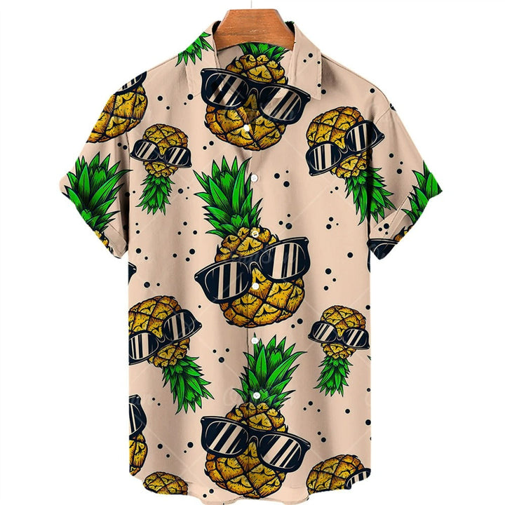 Tropikalna koszula Hawaii z krótkim rękawem – Mateo-Jasnoróżowy Ananas-S-Trend Polska