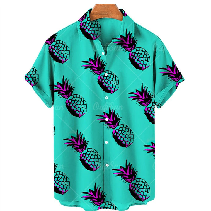 Tropikalna koszula Hawaii z krótkim rękawem – Mateo-Turkusowy Ananas-S-Trend Polska