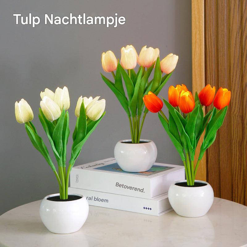 Tulipanowa lampka nocna - LumiTulip-3 Pomarańczowe-Baterie-Trend Polska