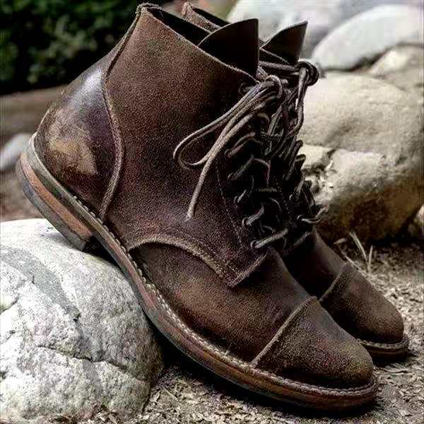 Męskie retro buty za kostkę wodoodporne z podeszwą antypoślizgową – Damian