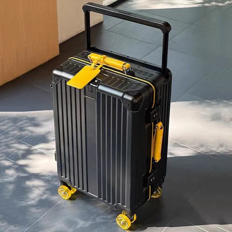 Twarda walizka – Valencia Voyager-Czarny Żółty-XL (125 L)-Trend Polska