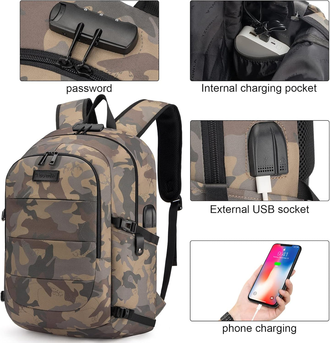 Ekstra duża plecak przeciwkradzieżowy na laptopa i podróże z portem USB – 30-50L
