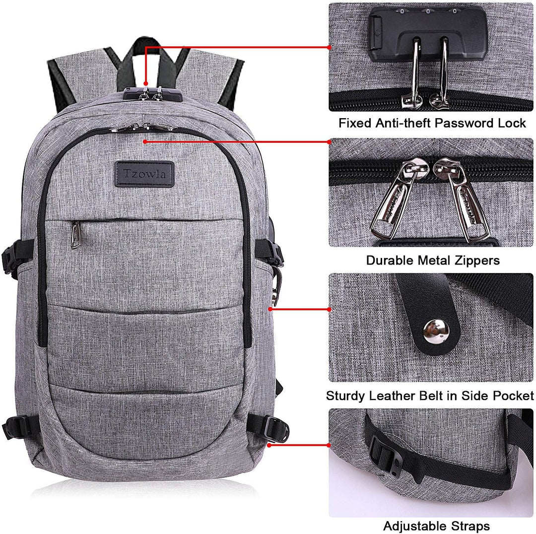 Ekstra duża plecak przeciwkradzieżowy na laptopa i podróże z portem USB – 30-50L
