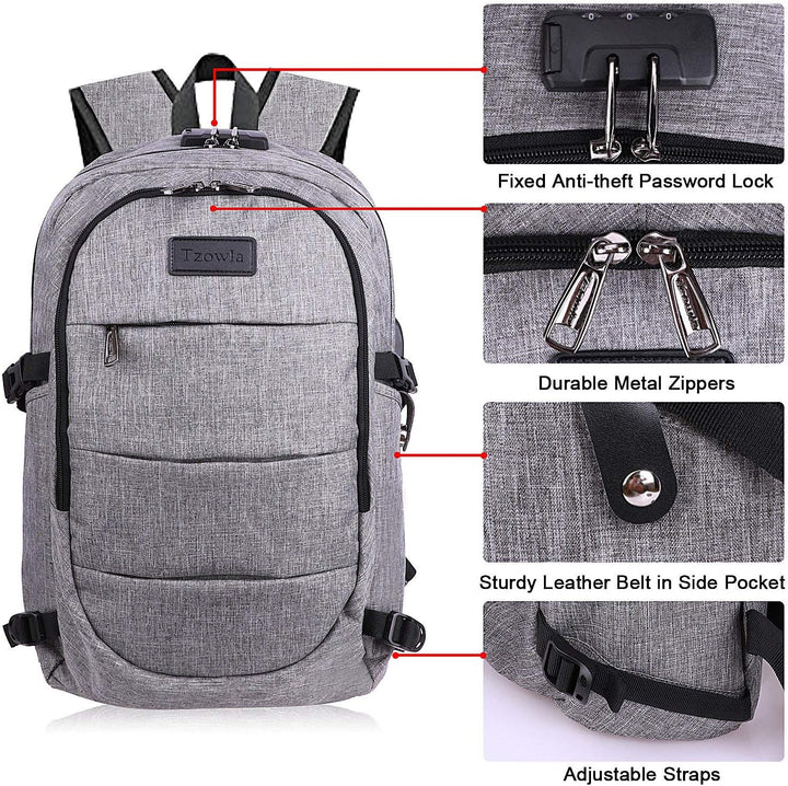 Ekstra duża plecak przeciwkradzieżowy na laptopa i podróże z portem USB – 30-50L