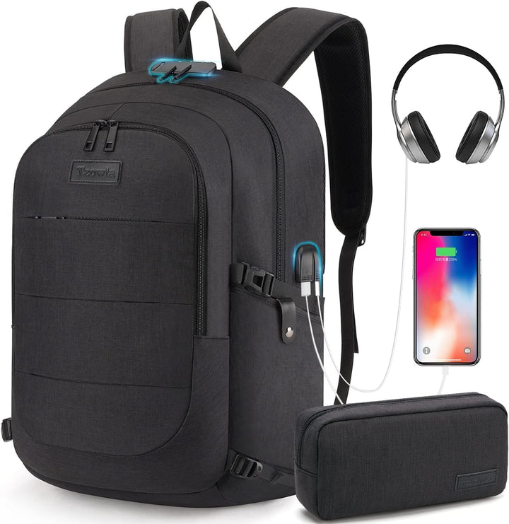 Ekstra duża plecak przeciwkradzieżowy na laptopa i podróże z portem USB – 30-50L