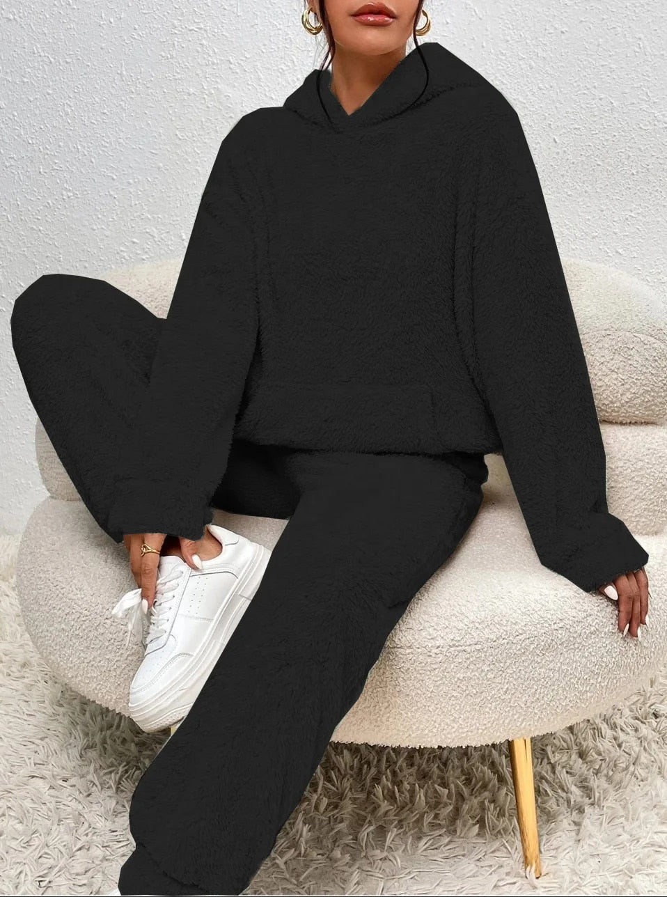 Ultra-wygodny pasiasty dres z kapturem - Lana-Czarny-XS-Trend Polska
